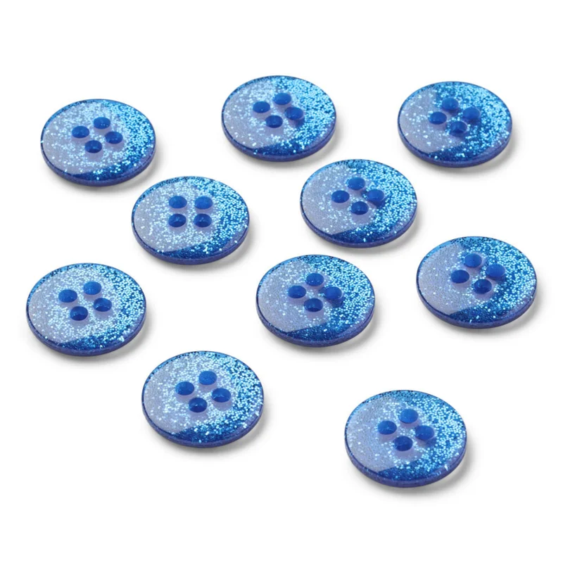 LindeHobby Bottoni Glitterati, Blu, 12 mm, 10 pezzi