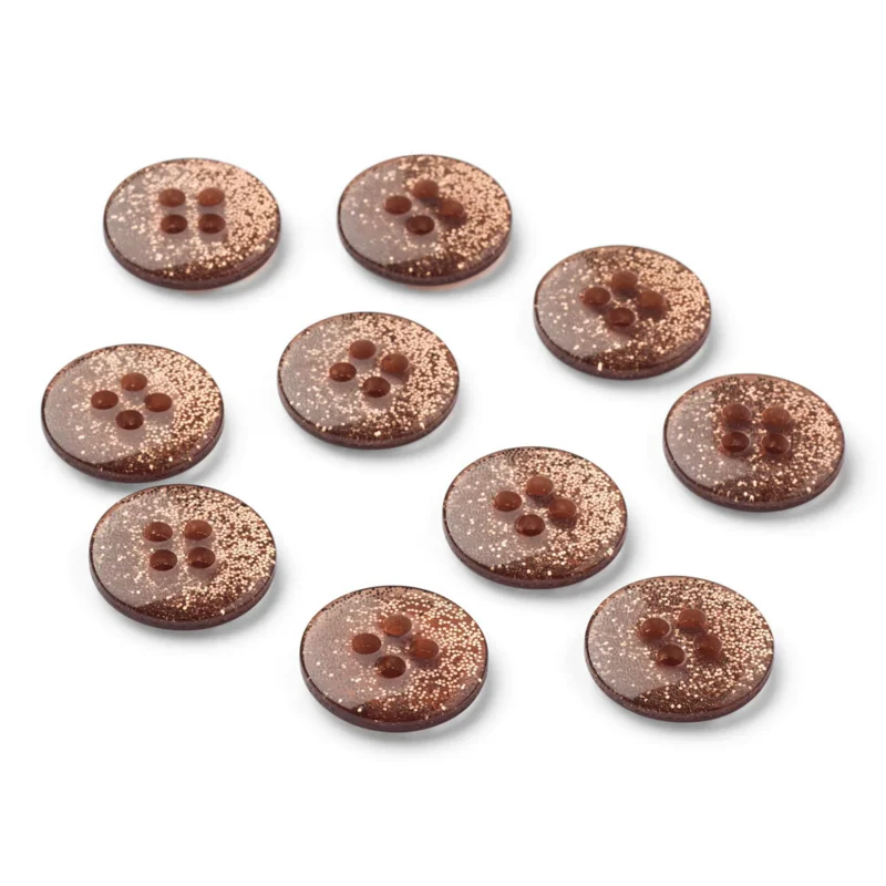 LindeHobby Bottoni Glitterati, Caramello, 12 mm, 10 pezzi