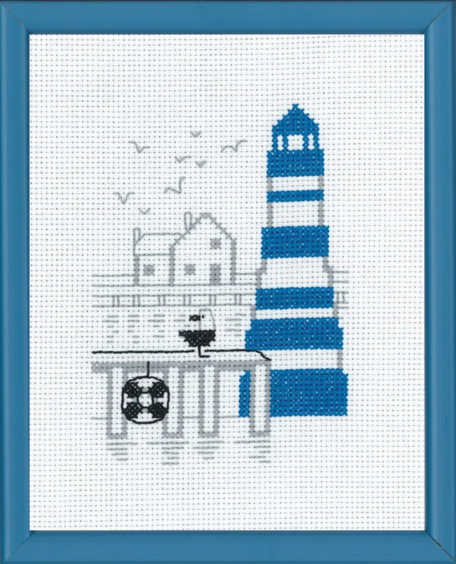 Kit per ricamo Faro blu R5741 18 x 14 cm