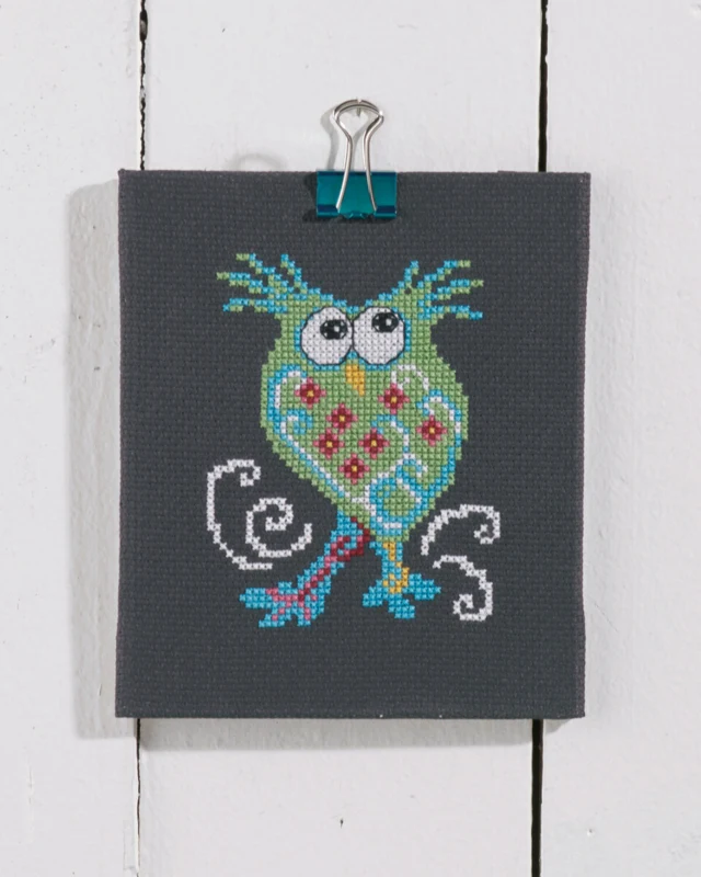 Kit da ricamo Gufo verde 11 x 13 cm