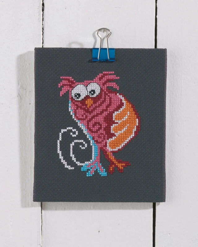 Kit da ricamo Gufo rosa 11 x 13 cm