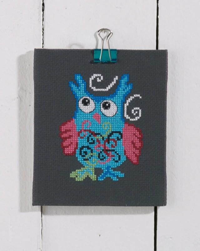 Kit Ricamo Gufo Blu 11 x 13 cm