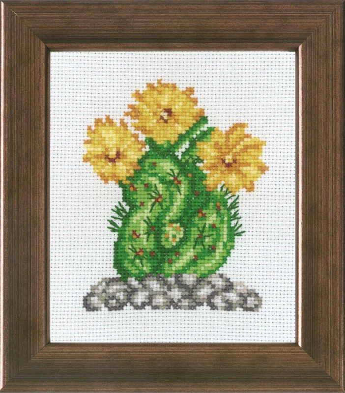 Kit Ricamo Cactus con Giallo R5380 10 x 12 cm
