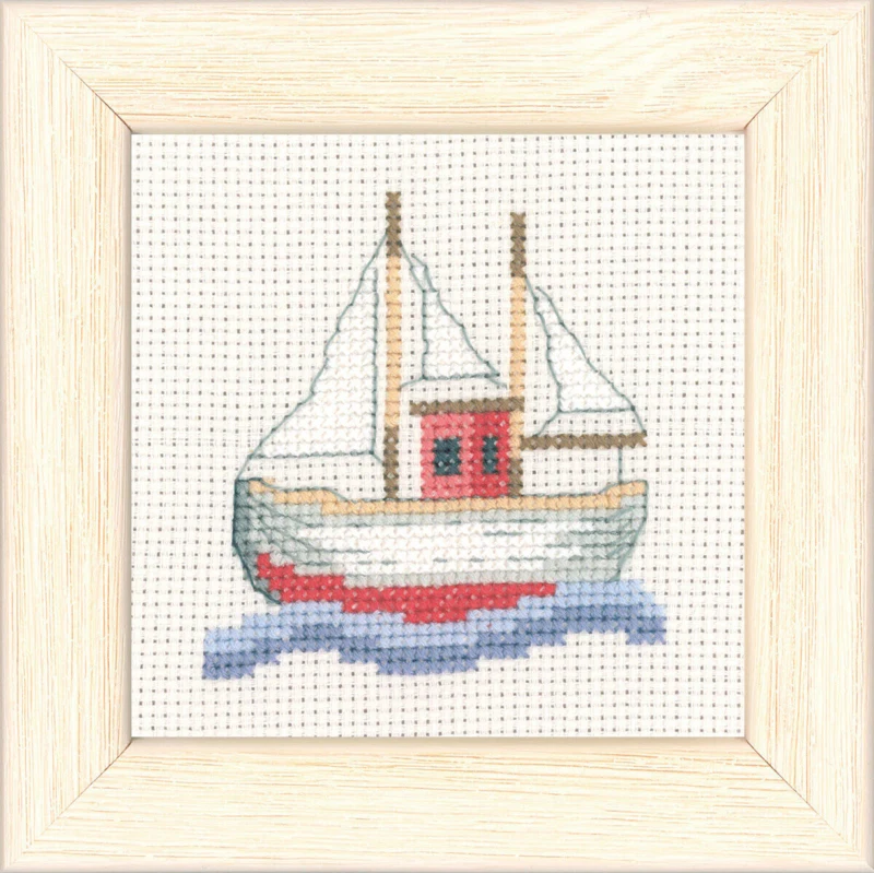 Kit da Ricamo Barca da Pesca 9 x 9 cm R5376