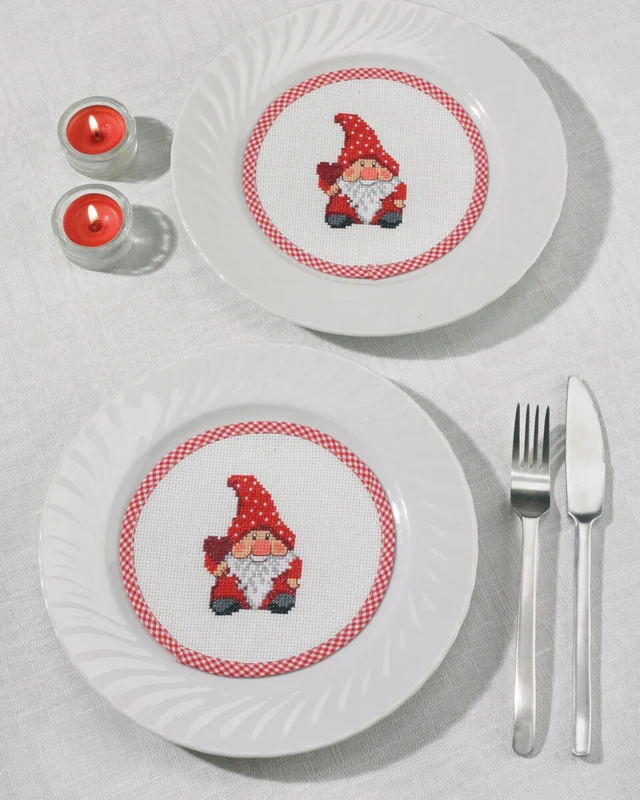 Kit da ricamo Flaconi con gnomo Ø 16 cm