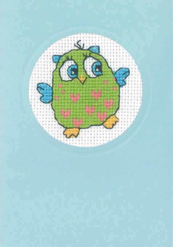Kit ricamo Gufo con corpo verde 9 x 13 cm