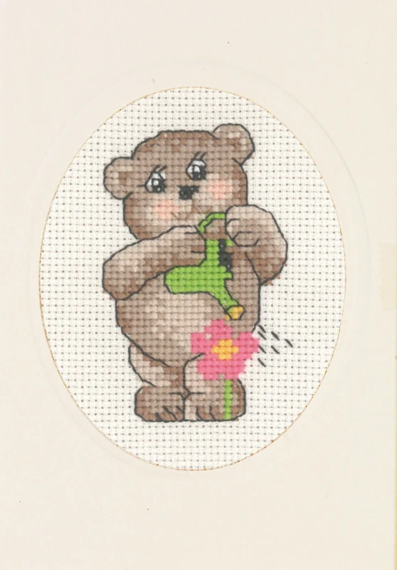 Kit punto croce Annaffiatoio orsetto 9 x 13 cm