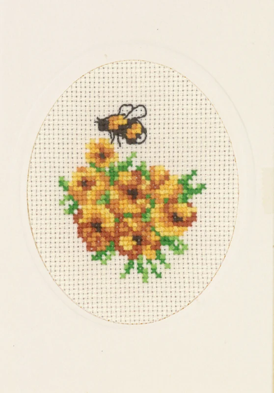 Kit Ricamo Biglietto Fiorito Calendula 9 x 13 cm