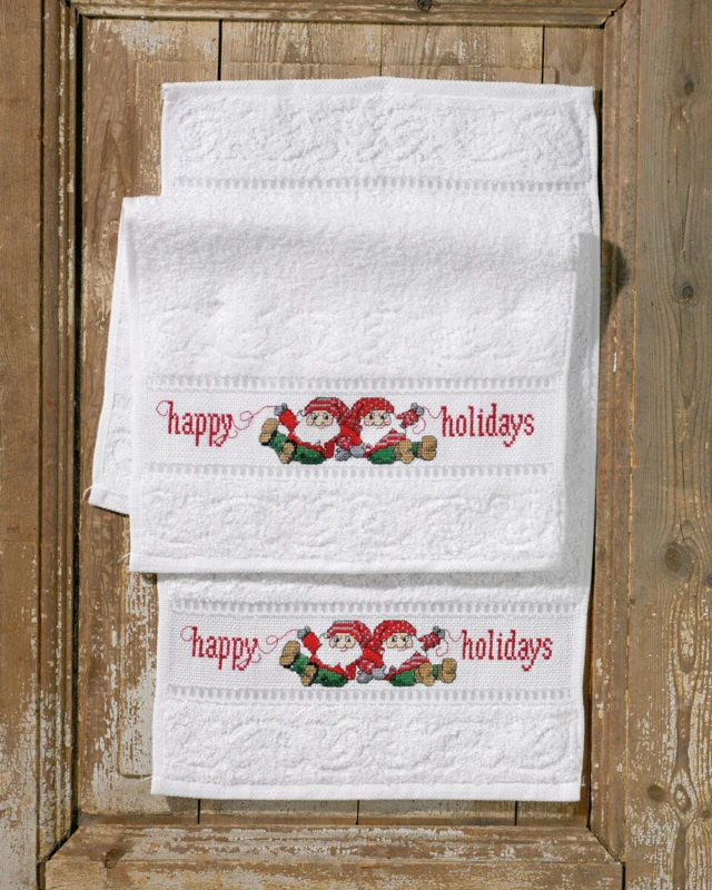 Kit Ricamo Happy Holiday 2 pezzi 30 x 50 cm