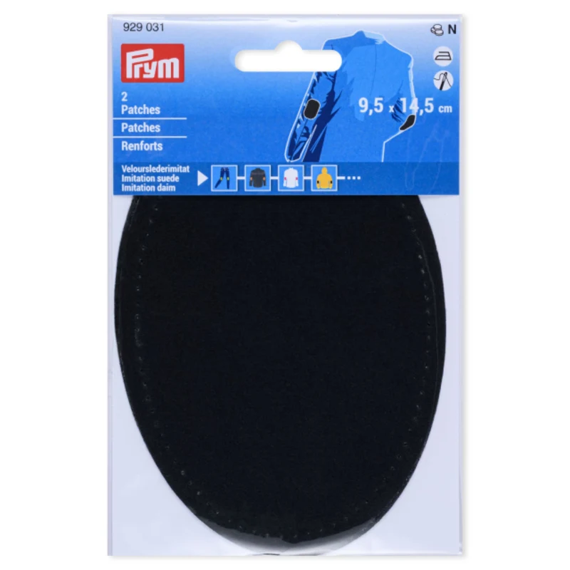 Prym Toppe per Gomiti in Similpelle Scamosciata, 9.5x14.5 cm Nero