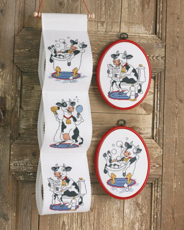 Kit di ricamo La mucca felice 12 x 63 cm M/5129/12