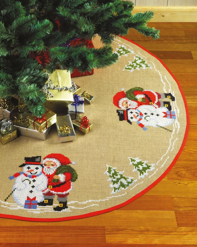 Kit Ricamo Babbo Natale / Pupazzo di Neve 125Ø con nastro