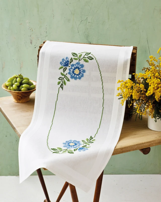 Kit da Ricamo Fiori in Punto Croce 40 x 80 cm
