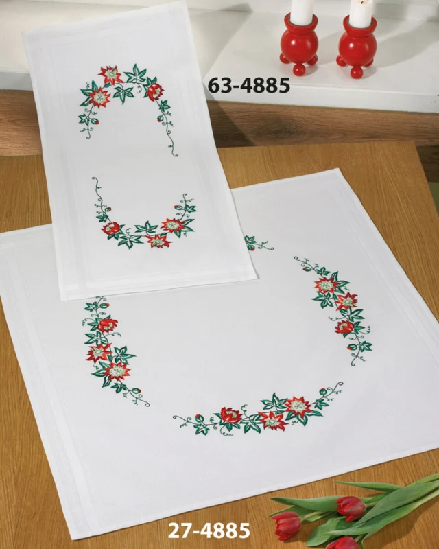 Kit Ricamo Rose di Natale 40 x 80 cm