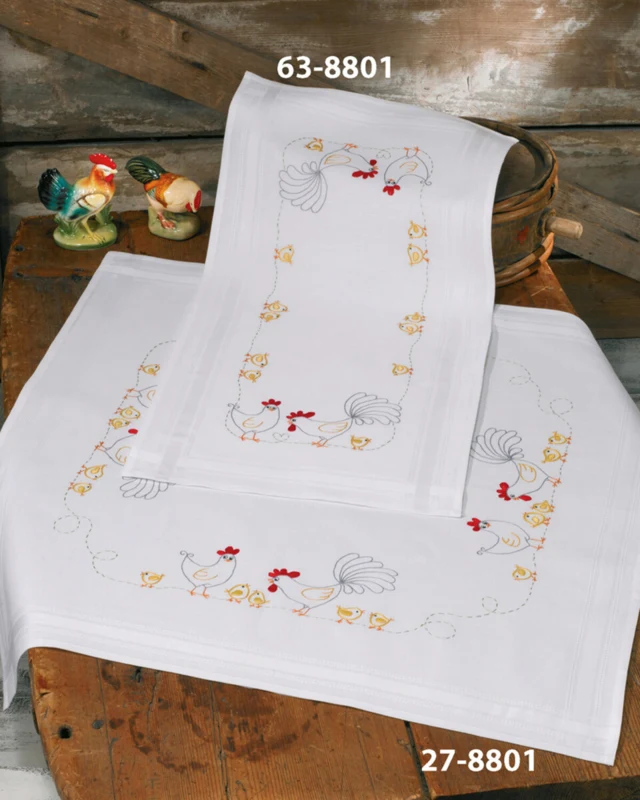 Kit di ricamo Famiglia di Galline 40 x 80 cm