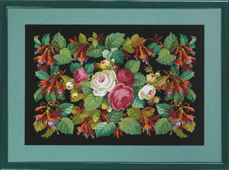 Kit ricamo Rose/Fucsia 52x35cm
