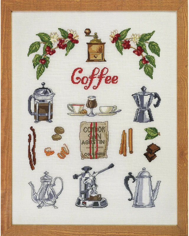 Kit da ricamo Coffee time 40 x 52 cm