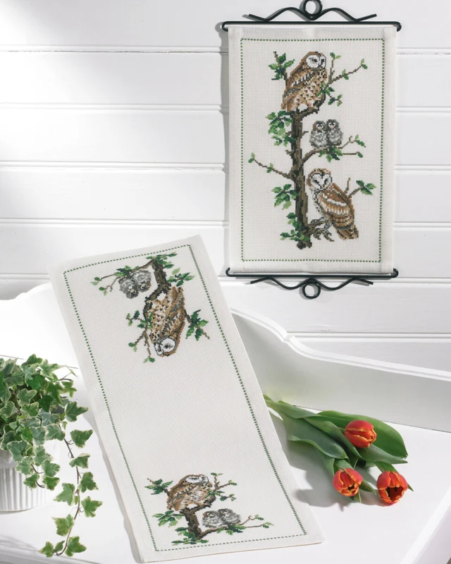 Kit da Ricamo Famiglia di Gufi 5123/25 25 x 37 cm