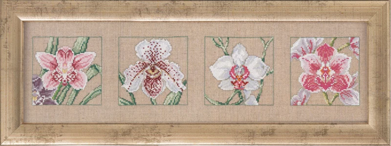Kit da ricamo 4 orchidee 63 x 19 cm