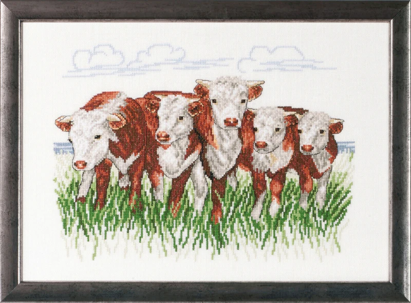 Kit per ricamo Mucche Hereford R/5344 41 x 29 cm