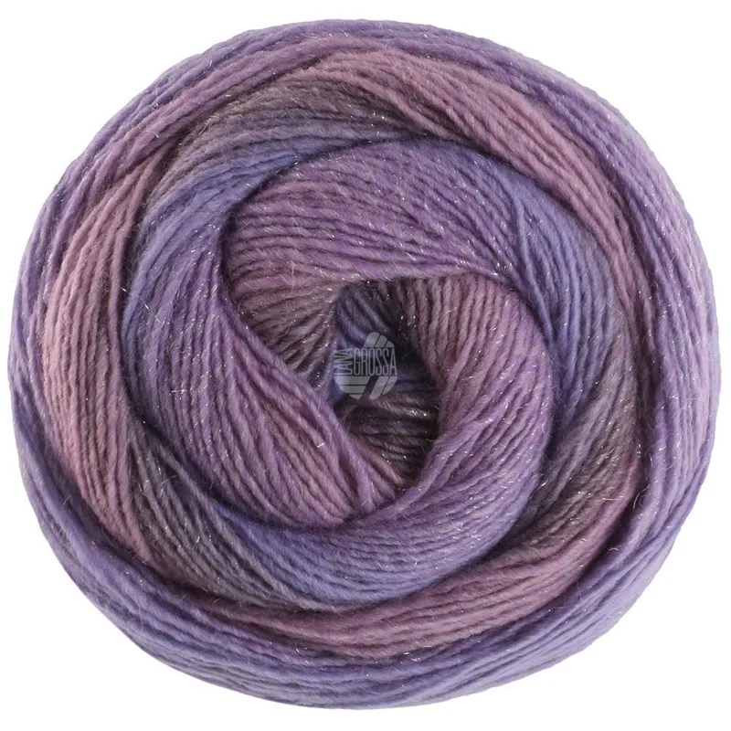 Lana Grossa Gomitolo Gala 4027 Lilla/malva/viola grigiastro/viola blu/blu violetta