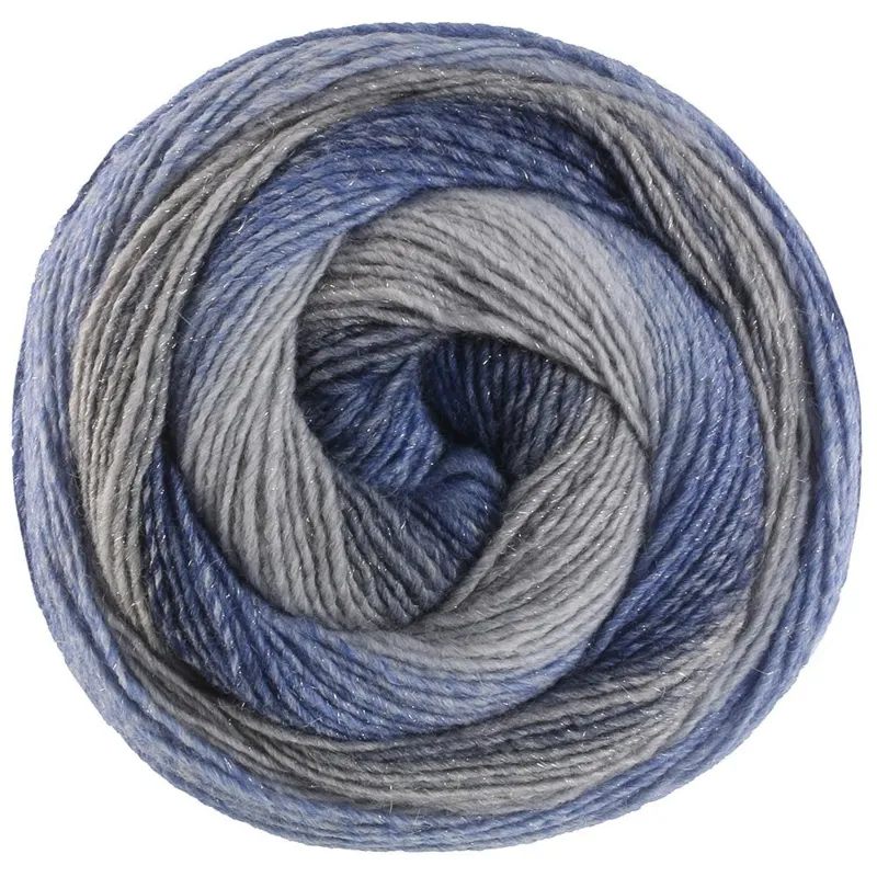 Lana Grossa Gomitolo Gala 4030 Grigio topo/grigio/blu acciaio/blu marino/blu zaffiro/grigio chiaro