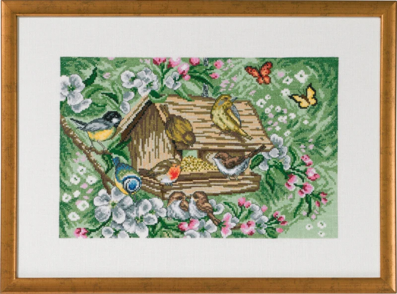 Kit Punto Croce Casetta degli Uccelli nel Giardino R5350 47 x 34 cm
