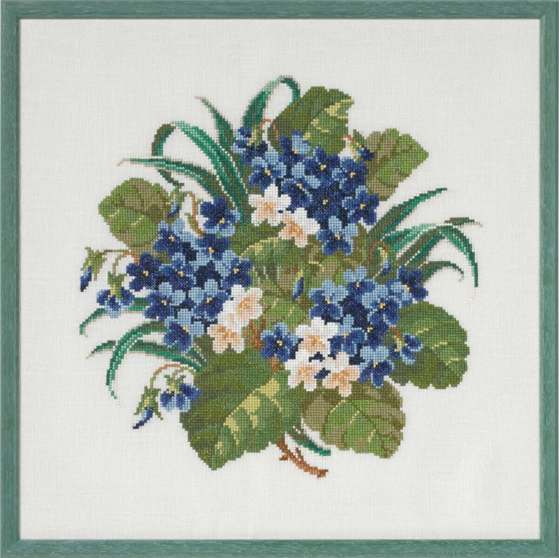 Kit Ricamo Bouquet con Viole 37 x 37 cm