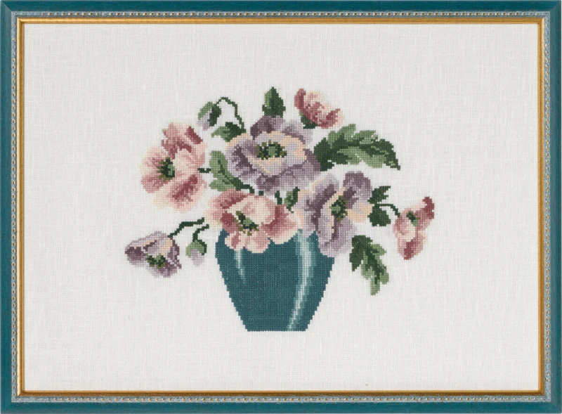Kit Ricamo Vaso con Anemoni 38 x 27 cm