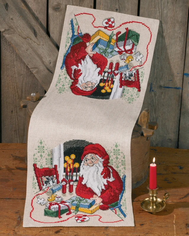 Kit Ricamo Babbo Natale & Gatto 33 x 98 cm