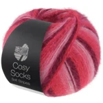Lana Grossa Cosy Socks Soft Stripes 105 Bordeaux/rosa/lampone/pink