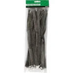 Chenille, 15mm, 30cm, 15stk Grå