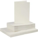 Kort og kuverter, kort 10,5 x 15 cm, kuvert 11,5 x 16,5 cm, 50 sæt Råhvid