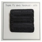 Go Handmade Dobbelt Label, PU læder, 5 x 1,5 cm, Handmade, 6 stk Sort
