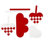 Cuori di Natale intrecciati Bianco rosso
