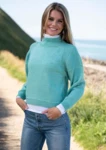 1800 Sweater med skulderstykker i rib