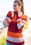 1803 Stribet sweater med sølvtråd