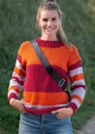 1803 Stribet sweater med sølvtråd