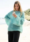 1807 Løs sweater med patentstriber