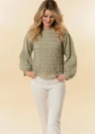 1828 Bluse med rynkede striber