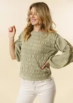1828 Bluse med rynkede striber