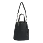 Borsa in filato con tracolla, nera