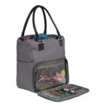 Borsa a tracolla con tasca con cerniera, grigio scuro