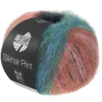 Lana Grossa Silkhair Print 438 Rosso chiaro/blu turchese/blu violetto/verde/grigio