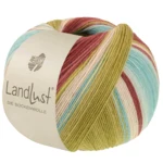 Lana Grossa Landlust Die Sockenwolle 136 Borgogna/Grigio rosso/Menta/Turchese/Pistacchio/Naturale rigato