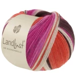 Lana Grossa Landlust Die Sockenwolle 135 Grigio marrone/Fucsia/Ecrù/Terracotta/Orchidea rigato