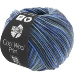Lana Grossa Cool Wool Print 716 Jeans/Blu-grigiastro/Blu reale