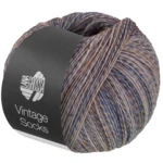 Lana Grossa Vintage Socks 1018 Beige/grigio chiaro/grigio scuro/arancione/marrone scuro mélange