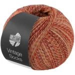 Lana Grossa Vintage Socks 1012 Ruggine/rosso scuro/giallo/arancione/panna melangiato