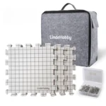 LindeHobby Tappetini per Blocking in Borsa di Feltro con 100 Spilli a T, Bianco